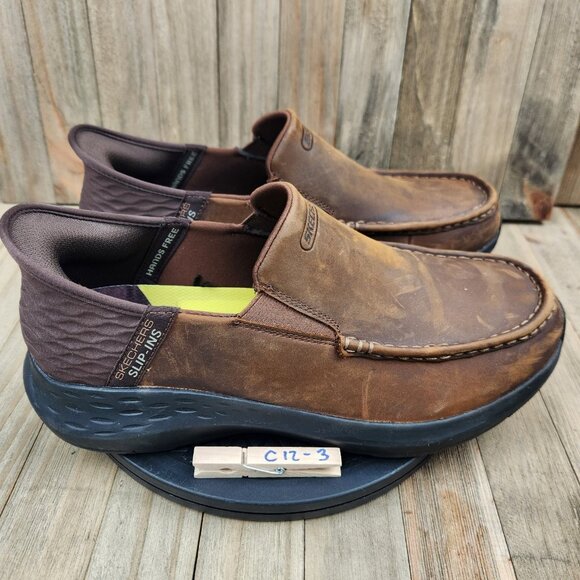Mens Skechers Parson size 9.5 WW Wide Slip Ins Brown Casual Slip On Loafer Shoes - Picture 10 of 10